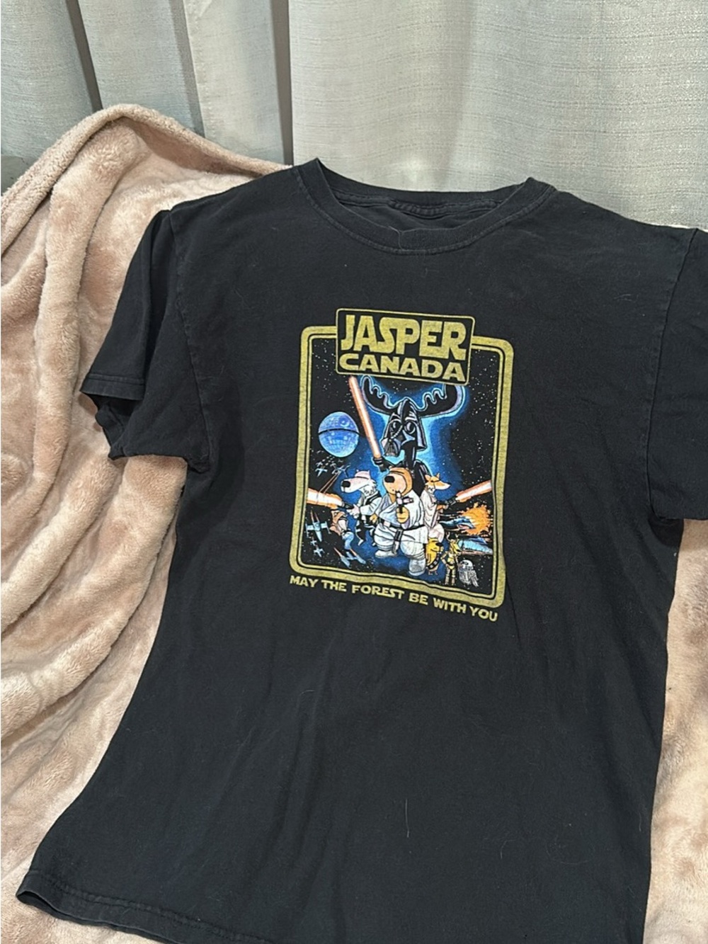 Black Graphic Tee - 'May The Forest Be With You'